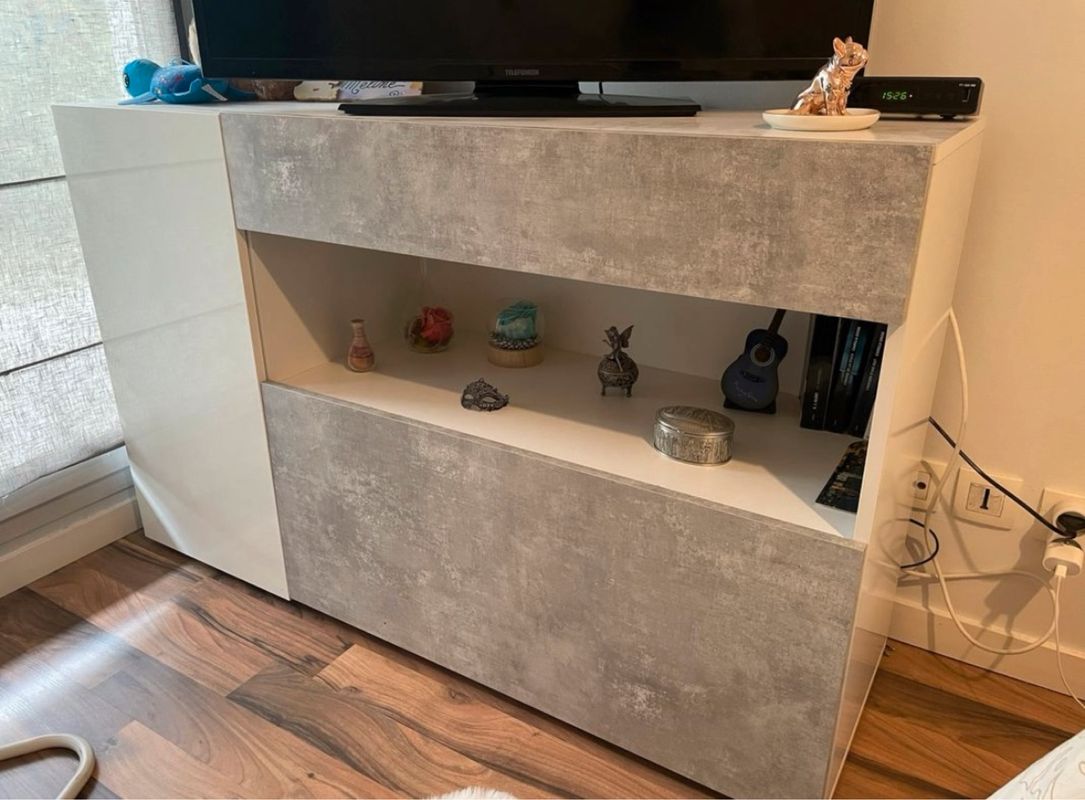 Meuble de rangement design blanc laqu� / b�ton camargue 150 Bron (69)