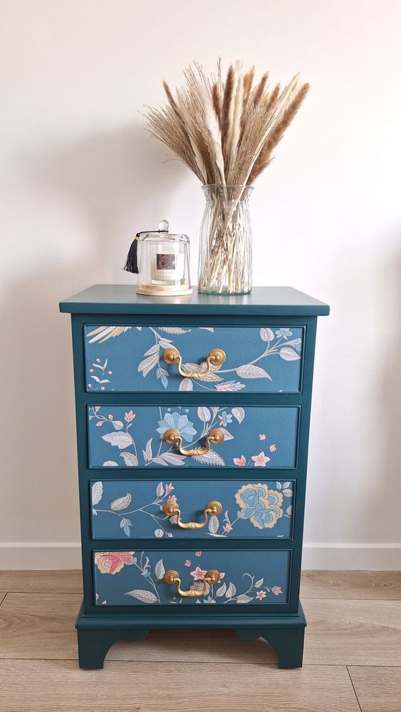 Meuble de rangement 4 tiroirs relook� bleu p�trole 280 Sartrouville (78)