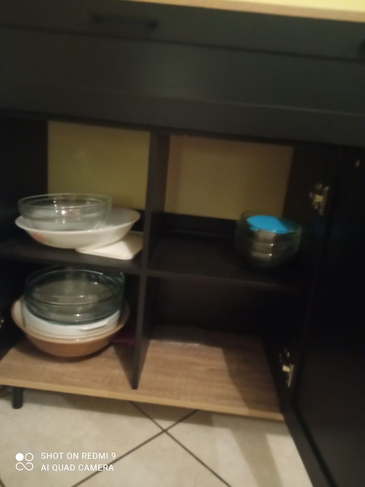 Meuble rangement type bahut noir et bois 60 Issendolus (46)