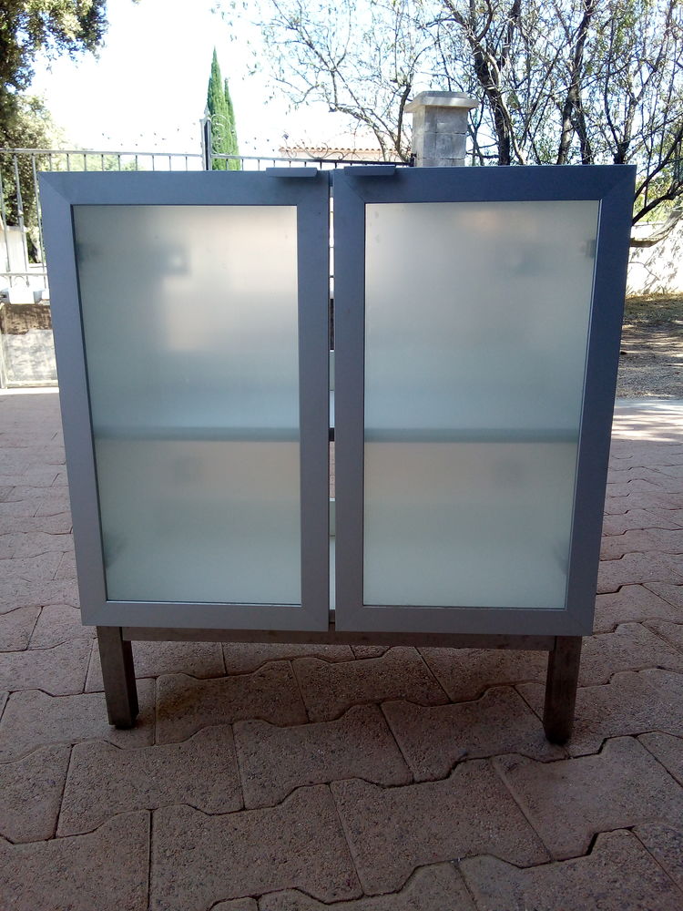 meuble salle de bain sous lavabo 2 portes vitr�es 50 Poulx (30)