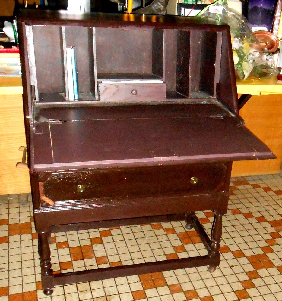 Meuble secr�taire en bois marron chocolat 120 Monflanquin (47)