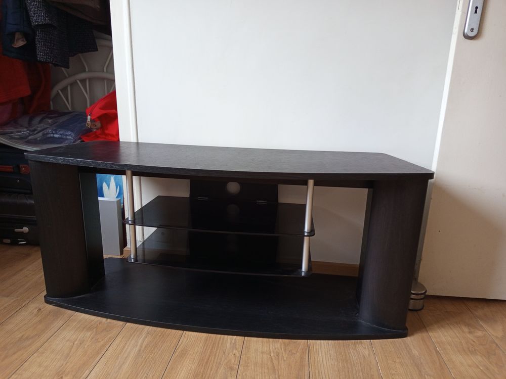 Meuble t�l� large noir Wenge 58 Laon (02)
