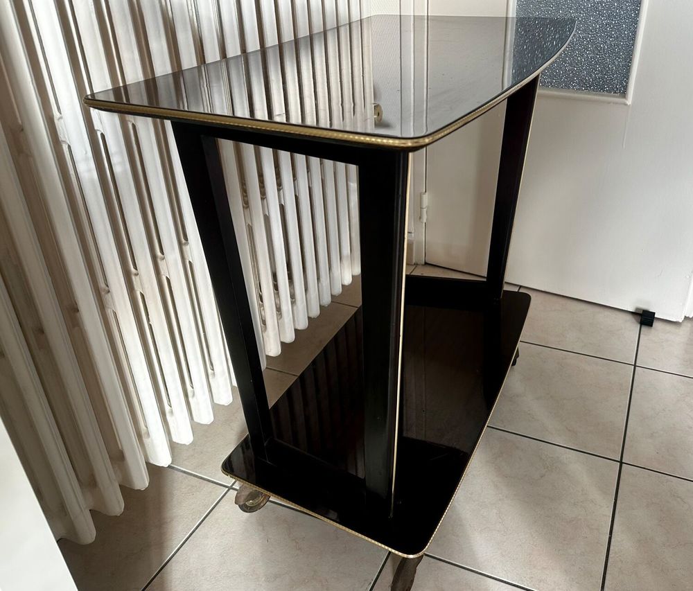 Meuble TV vintage 2 �tages sur roulettes / desserte vintage 0 Tours (37)