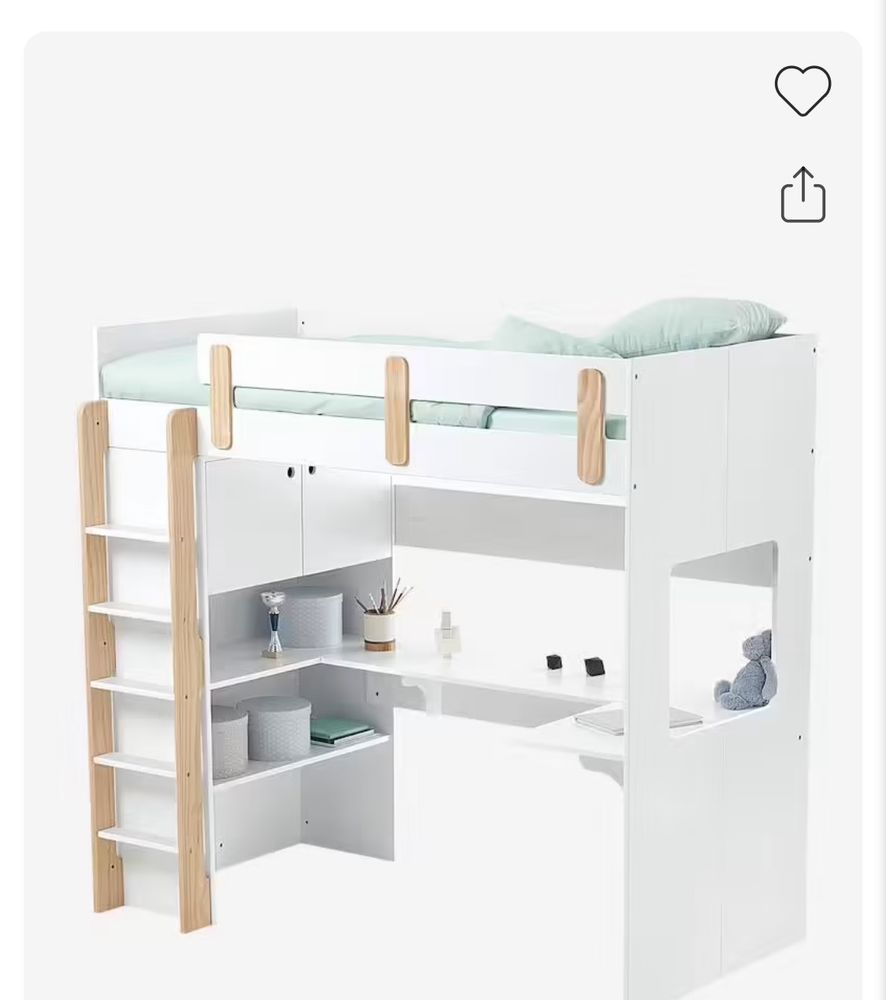 Lit mezzanine avec bureau et rangement Vert Baudet 160 Cormeilles-en-Parisis (95)