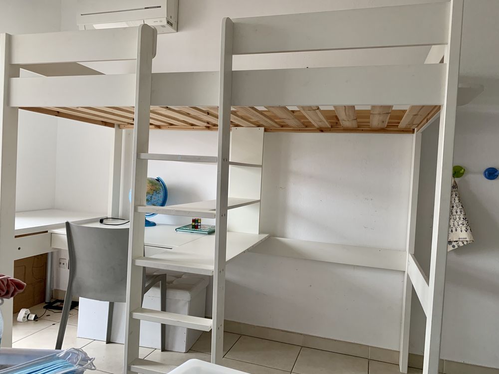 lit mezzanine blanc avec bureau. PINO 150 Montpellier (34)