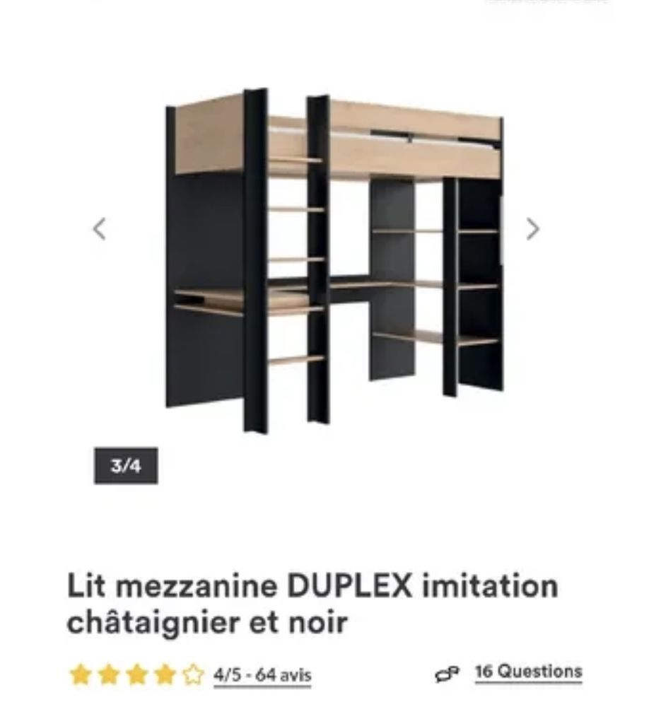 Lit mezzanine chambre enfant ou adolescents 70 Issy-les-Moulineaux (92)