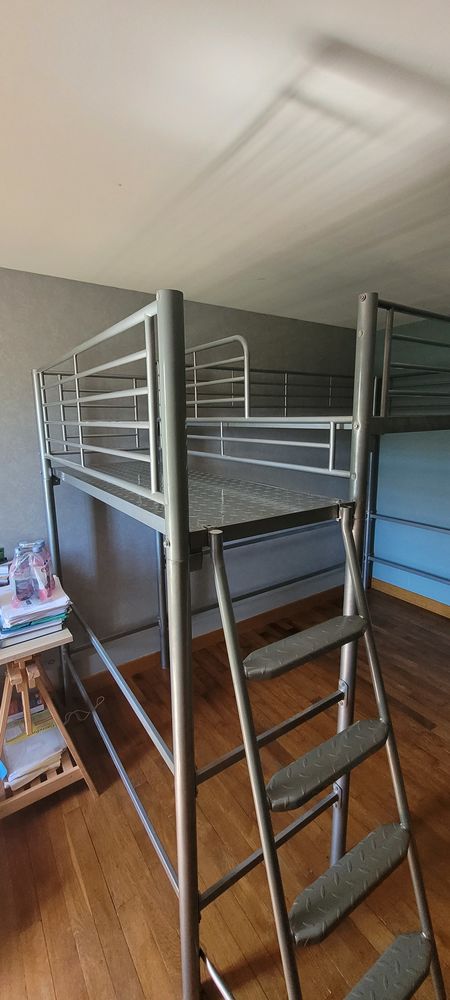 Lit Mezzanine deux places en acier 90 Trouans (10)