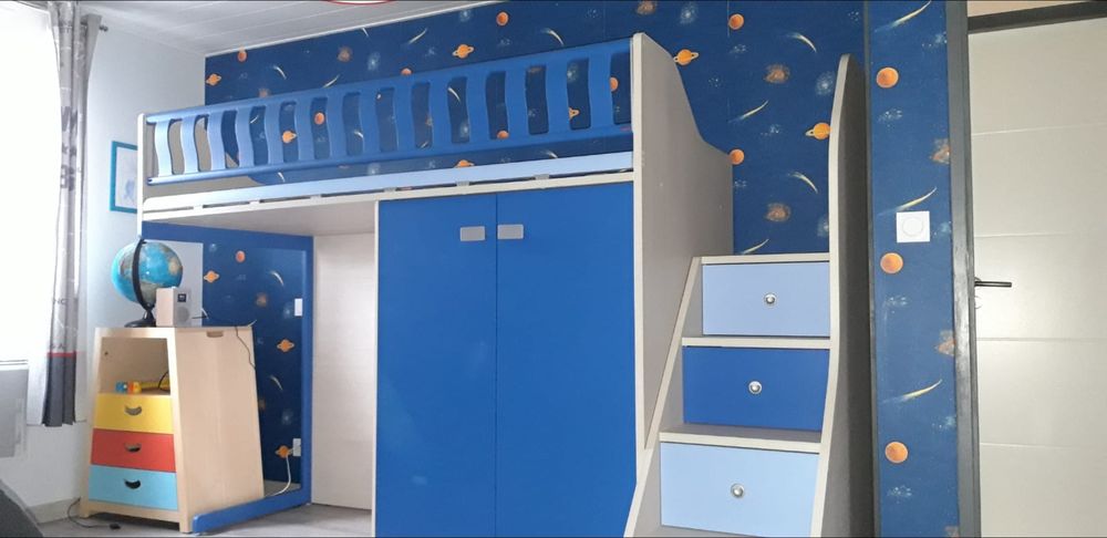 Lit mezzanine enfant avec tiroirs et armoire de rangement 400 No�l-Cerneux (25)