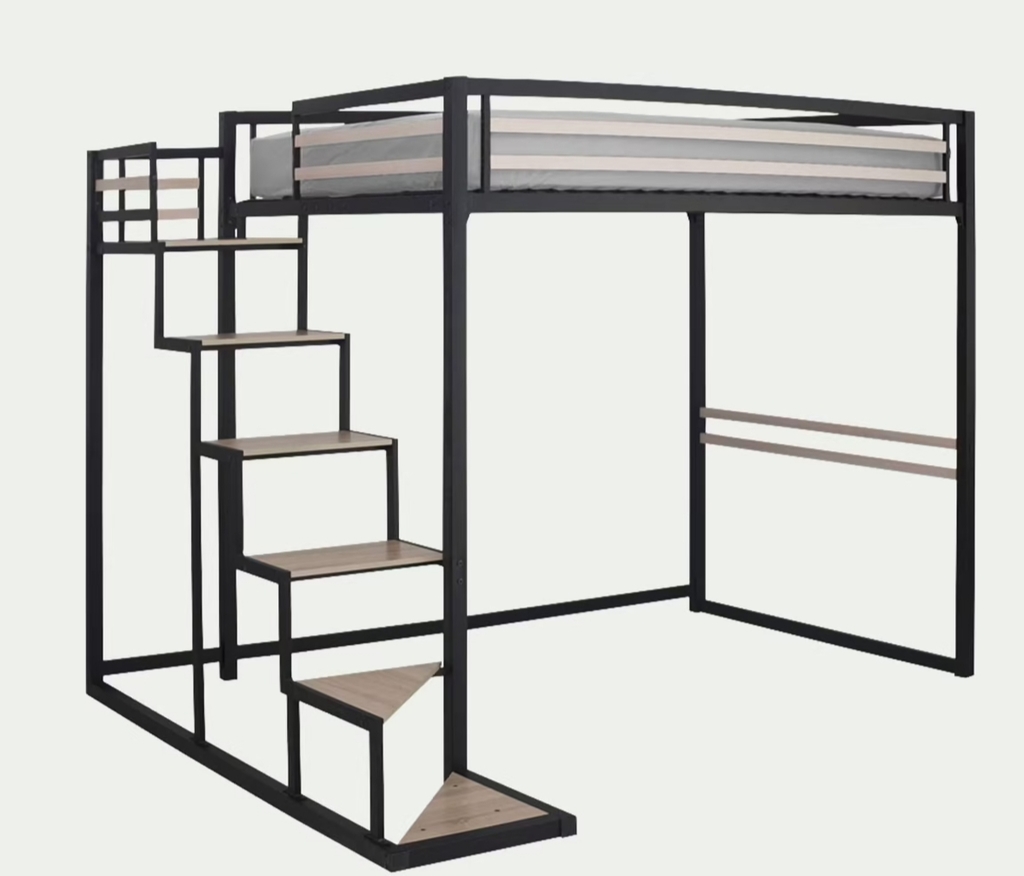 Lit mezzanine escalier m�tal bois 220 Bouxurulles (88)