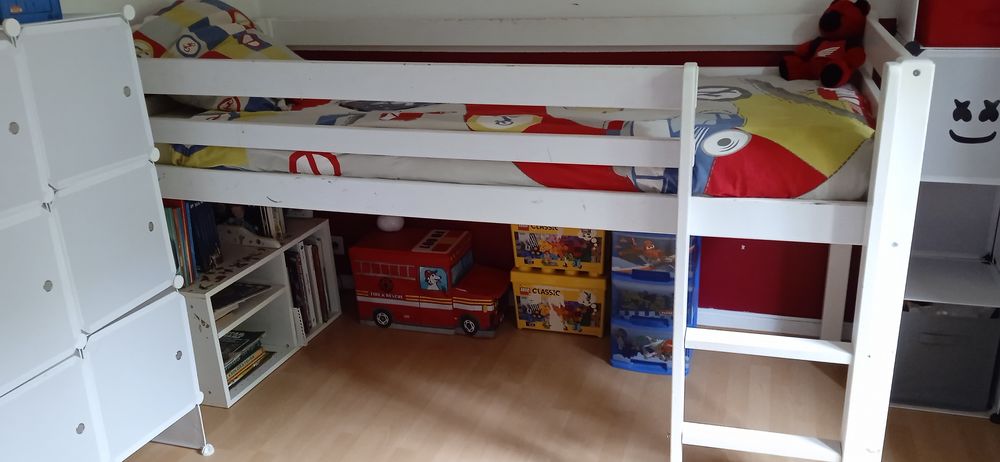 Lit Mezzanine mi-hauteur 1 place blanc 90x200 150 Villeneuve-l�s-Avignon (30)