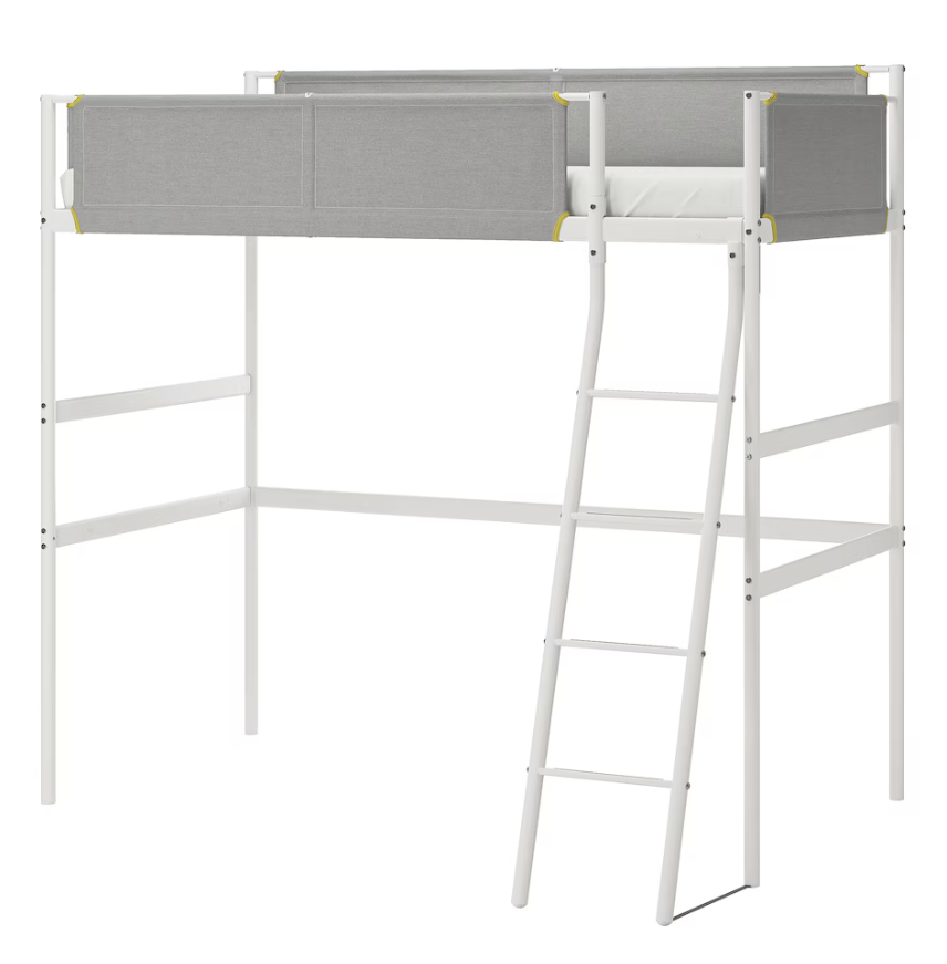 Lit mezzanine IKEA m�tal blanc/gris 90x200 cm 100 Dijon (21)