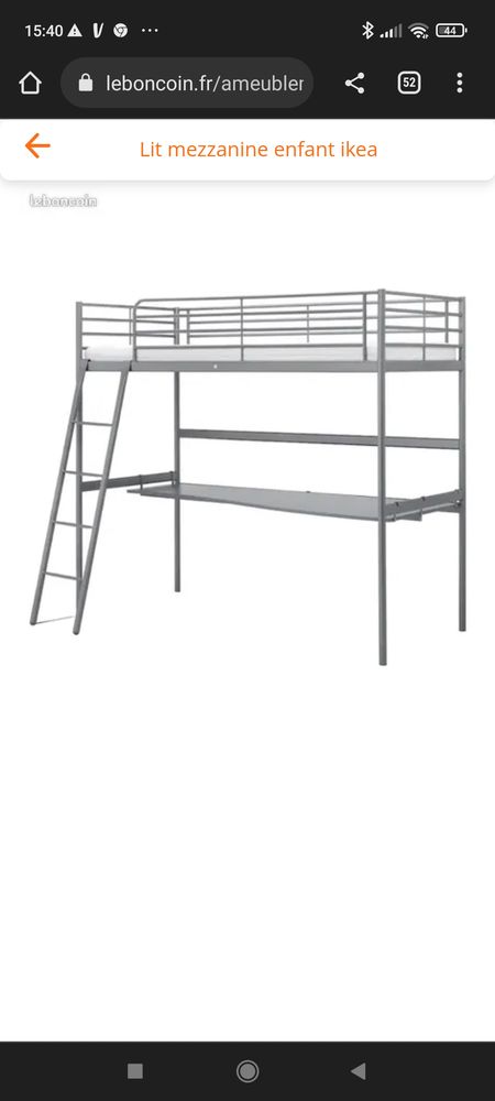 Lit mezzanine ikea+plateau bureau+matelas 149 Argancy (57)