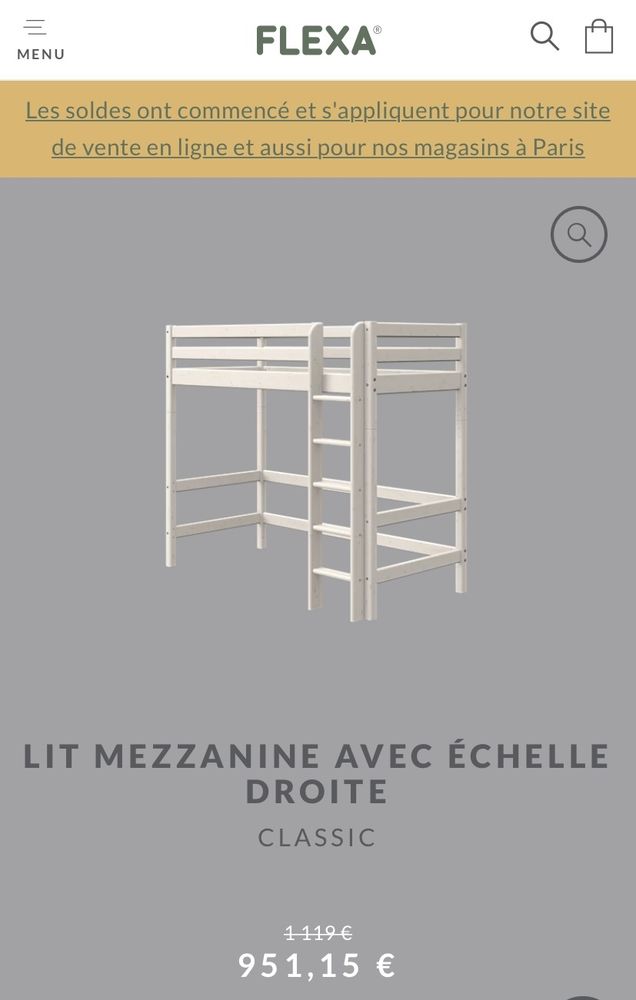 Lit mezzanine 1 personne Flexa mod�le CLASSIC 350 Draveil (91)