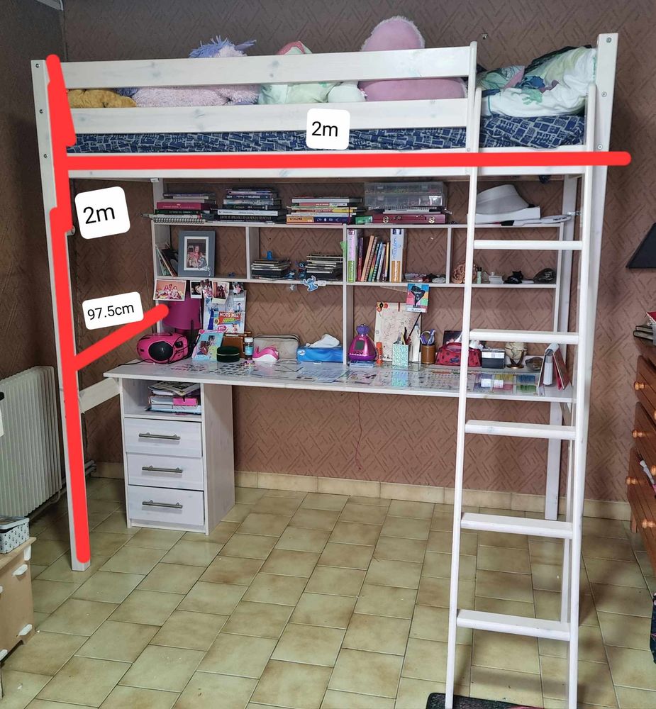 Lit mezzanine 1 personne 100 Sainte-Genevi�ve (60)