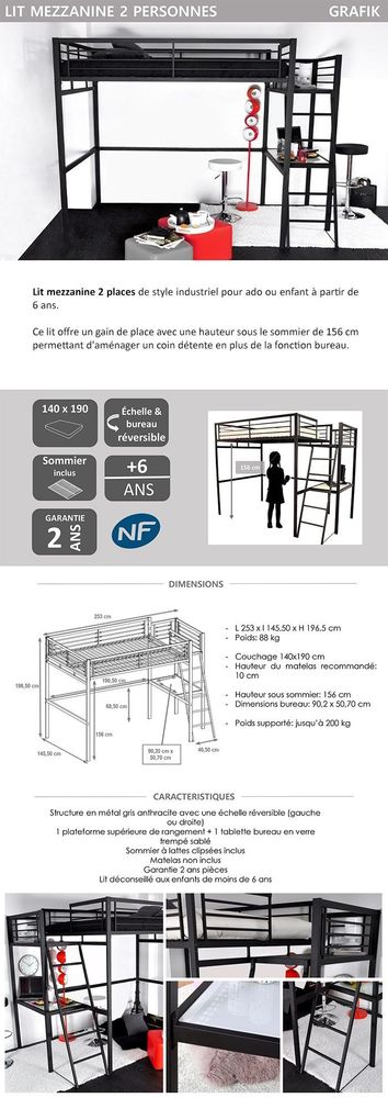 mezzanine 2 place avec bureau en verre int�gr� 0 Carros (06)