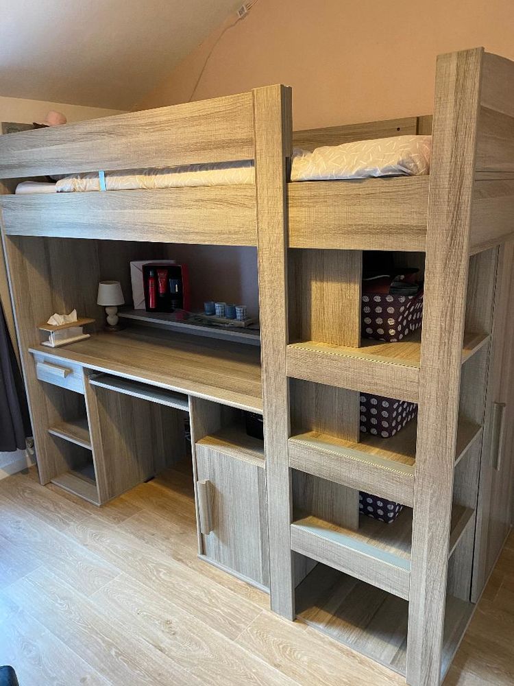 lit mezzanine 1 place avec bureau et rangements 290 Seyssins (38)