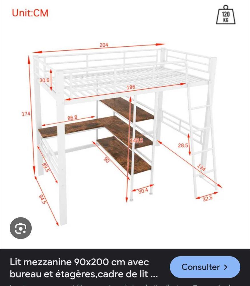 lit mezzanine 1 place 90 Le Plessis-P�t� (91)