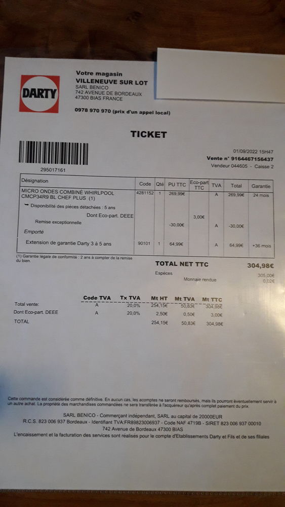 micro onde combin� chef plus de WHIRLPOOL. 200 Castella (47)