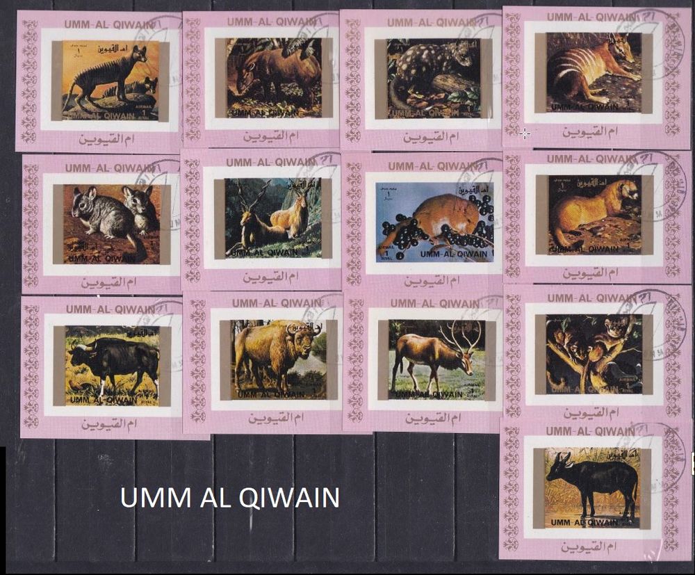 13 minis blocs d'UMM AL QIWAIN avec des ANIMAUX 2 Les �glisottes-et-Chalaures (33)
