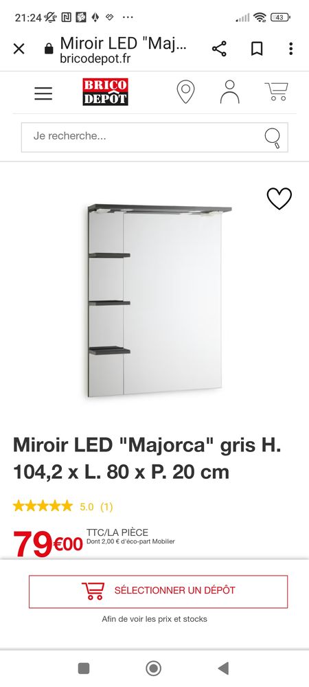 Miroir LED avec Ses 3 �tag�res tout neuf 59 Saint-Andr� (66)