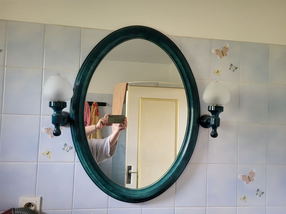 Miroir bleu ovale avec 2 appliques 50 Thorens-Glières (74)