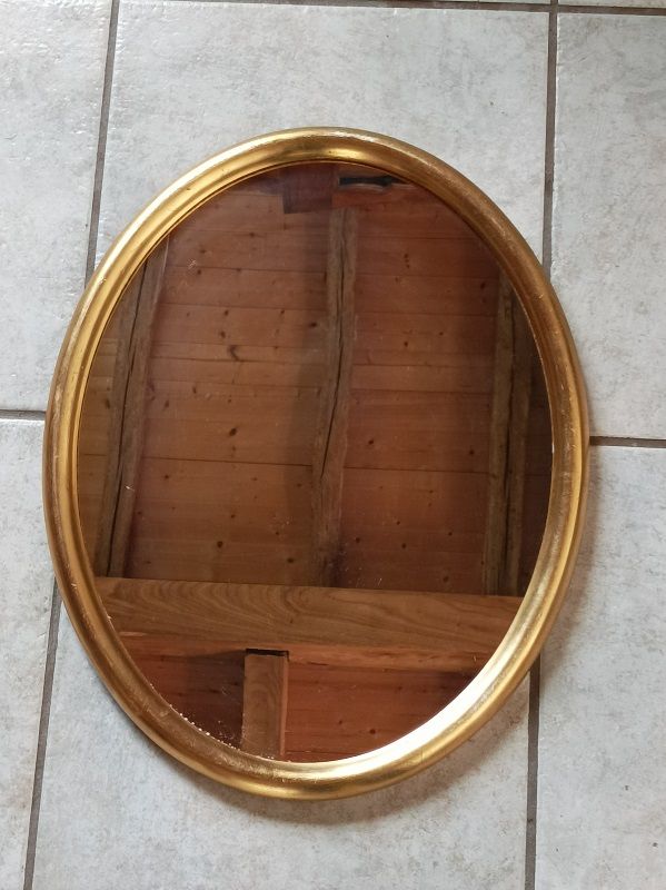 Miroir Cadre bois dor� patin� ovale 09230501 ancien vintage 25 Ploubazlanec (22)
