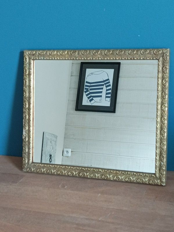 Miroir Cadre bois stuc sculpt� dor�e patin� dpmc 0923236 19 Ploubazlanec (22)