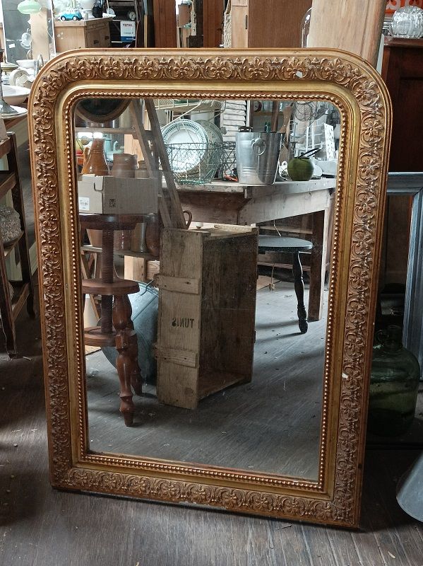 Miroir Cadre bois sculpt� stuc dor� patin� mercuris� 200 Ploubazlanec (22)