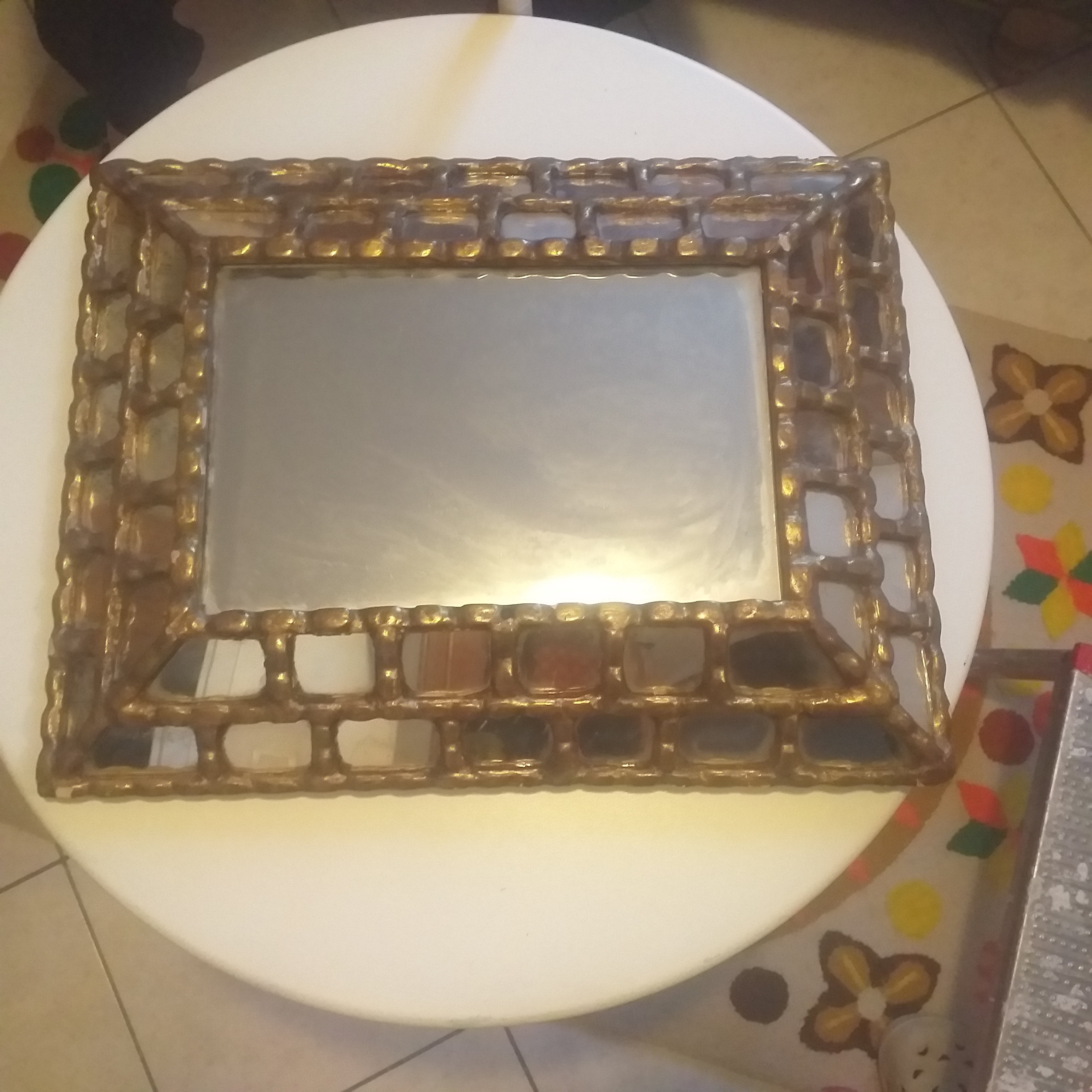 Miroir Carr� avec Cadre Dor� Textur� 100 Aubagne (13)