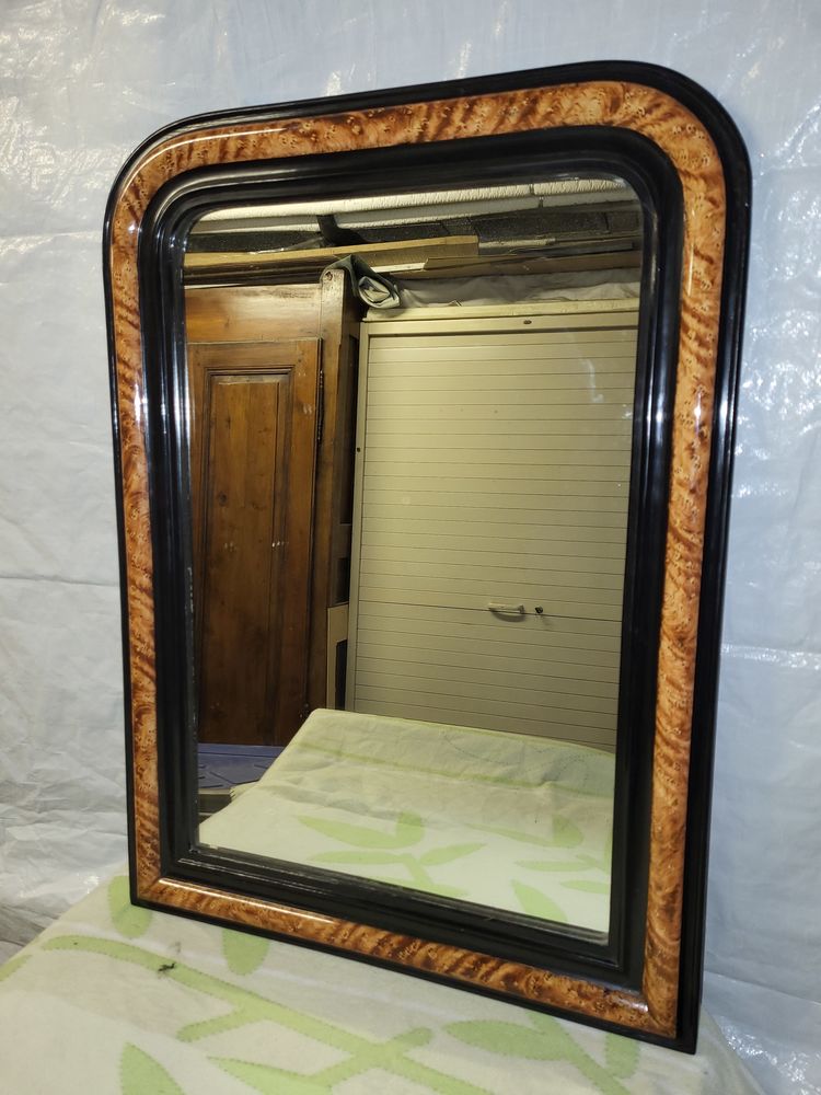 MIROIR DE CHEMINEE Borne laqu� noir et trompe l'oeil bois 150 Saint-Ferr�ol-d'Auroure (43)