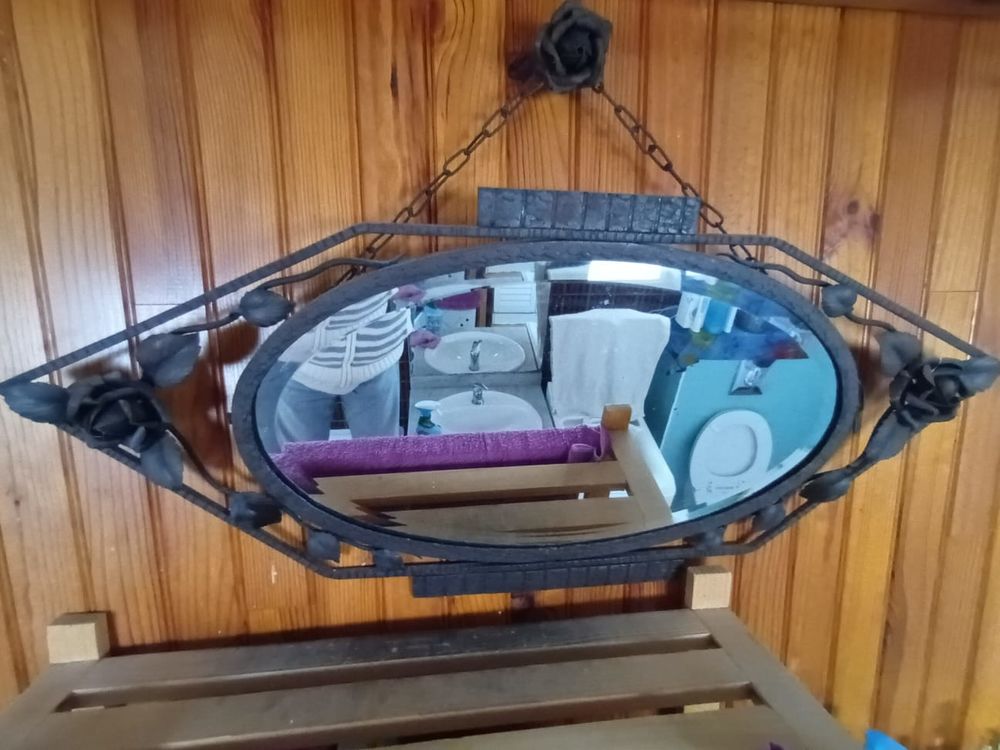 Miroir Art D�co d'exception - Fer forg� & Roses. 500 Carcassonne (11)