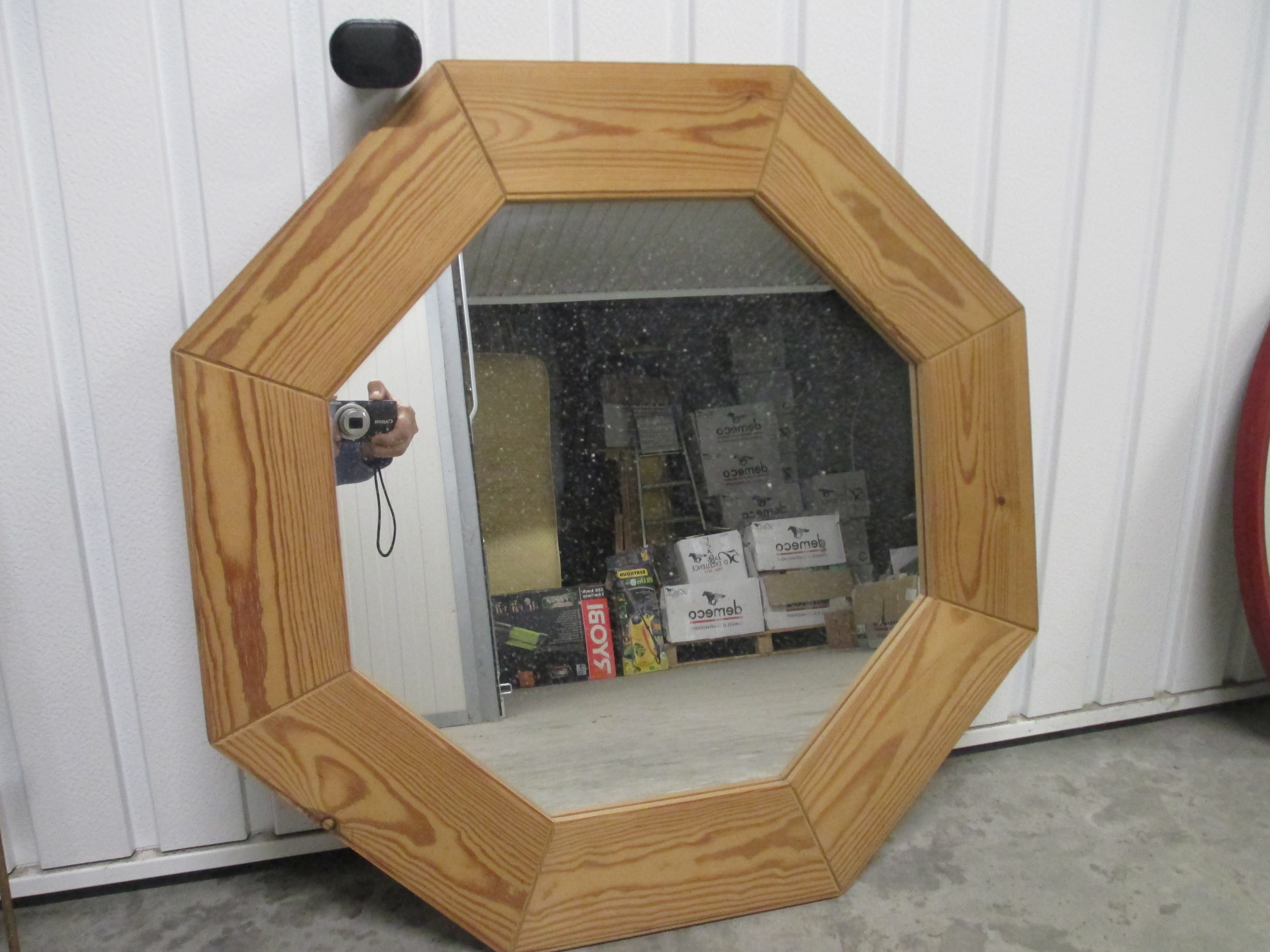 Miroir octogonal en bois clair 20 Tonnay-Charente (17)