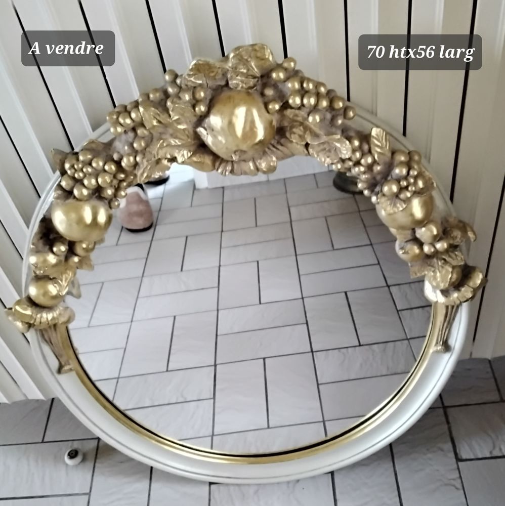 MIROIR  OVALE BLANC DECO OR 50 Cherr� (72)