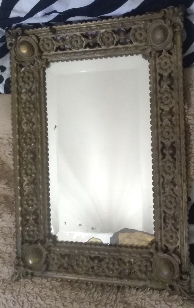 Miroir psych� ancien en r�gule XIX�me S. 40x28cm 120 Roquefort-les-Pins (06)