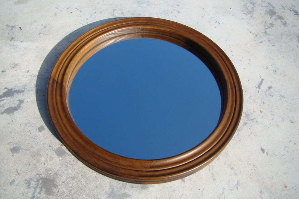 Miroir rond en bois vintage - ann�es 1980 50 Gargenville (78)