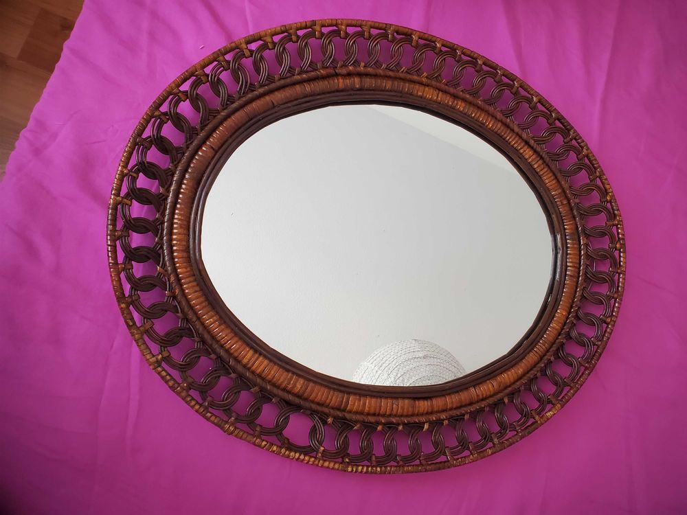 Miroir rotin vintage. 50 Toulouse (31)