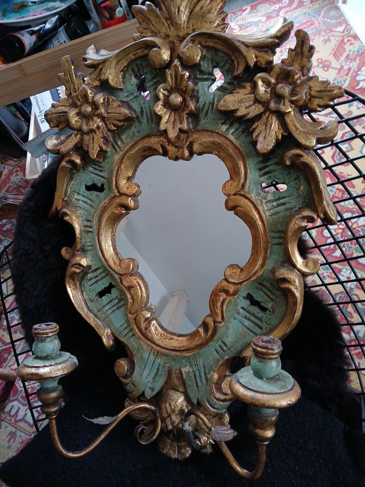 Miroir venitien en bois ancien XVIIIeme 2 lumi�res 500 Deauville (14)