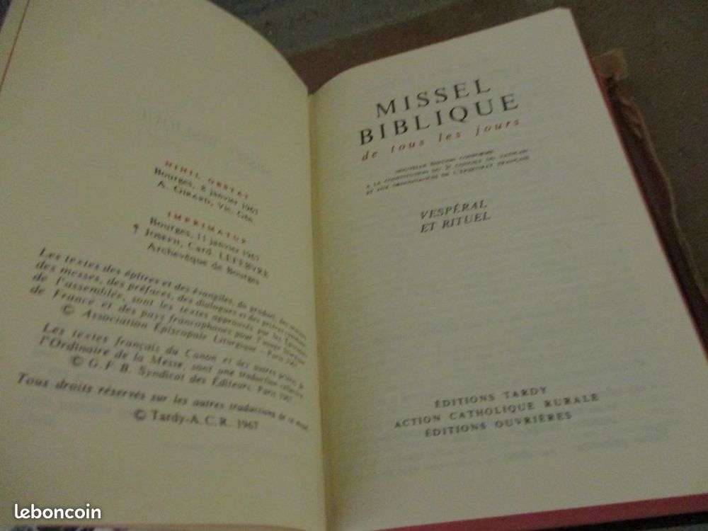 Missel biblique de tous les jours 1967 0 M�rignies (59)