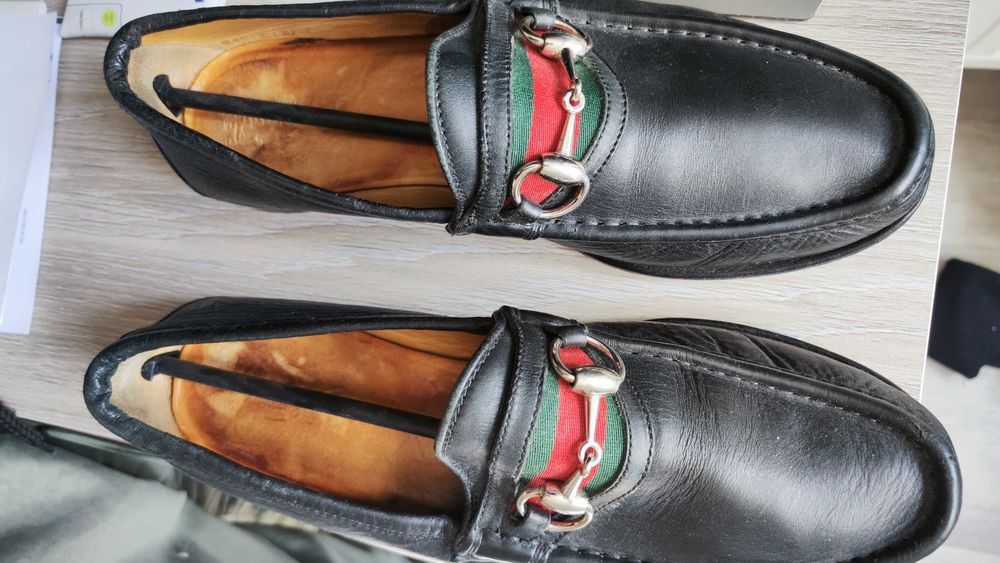 mocassins GUCCI cuir Marine cousues Main 249 Meaux (77)