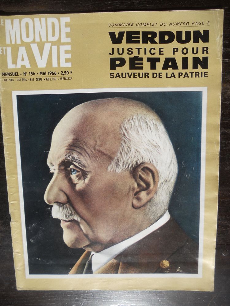 le MONDE et LA VIE VERDUN justice pour P�TAIN.No 156 de 1966 16 Tours (37)