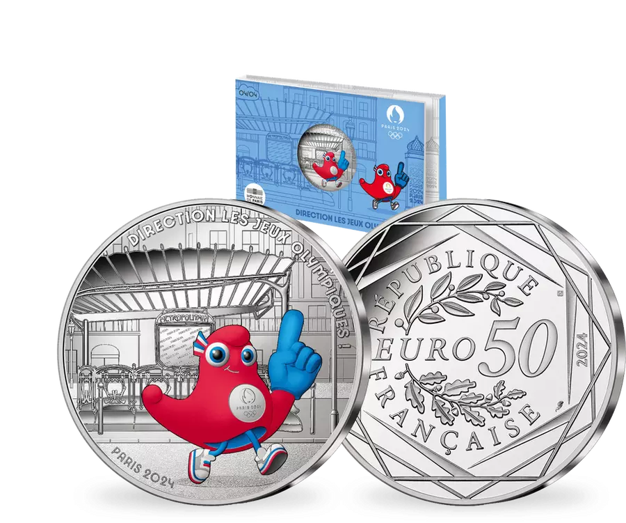 Monnaie JO 2024 de 50e argent  Direction les Jeux Olympique  118 Dourdan (91)