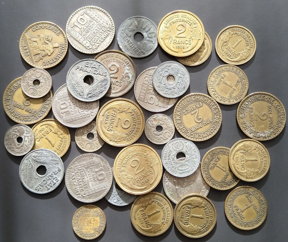 Monnaie France 35 pi�ces DIFFERENTES ( y compris Argent) 20 Rouen (76)