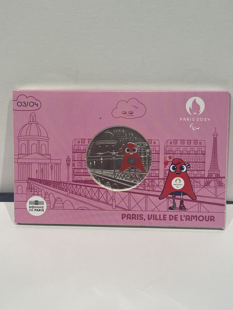 Monnaie JO Paris 2024 de 50e argent   Paris, ville de l'amou 120 Dourdan (91)
