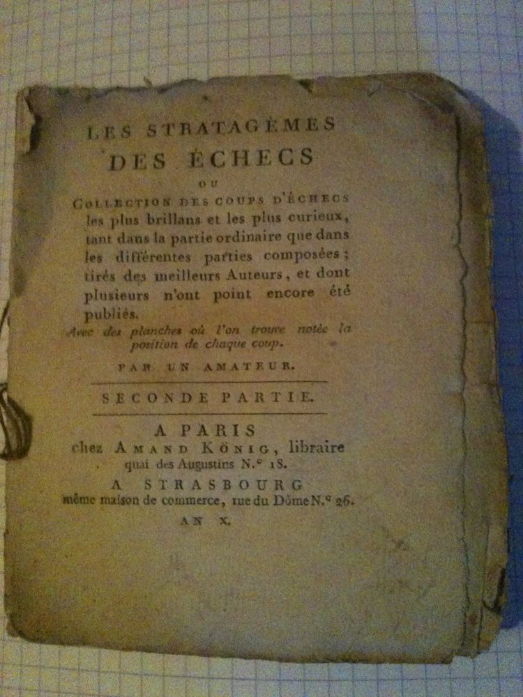 MONTIGNY Alfred de, Les stratag�mes des �checs ou collection 50 Bosc-le-Hard (76)