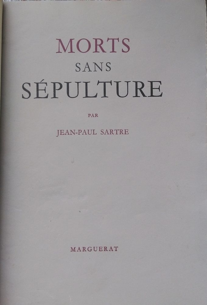 Morts Sans S�pulture Jean-Paul Sartre Edit� par Marguerat, 1 4 Marseille 9 (13)