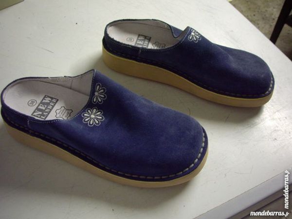 Mules en Bleu Daim � fleurs New Lander pt 38 6 Bouxwiller (67)