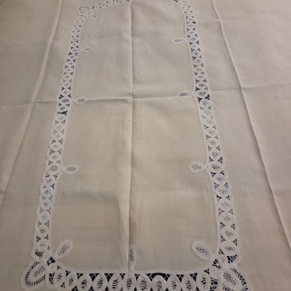 NAPPE ANCIENNE DENTELLE DE BRUGES / ARGENTERIE 340 Royan (17)