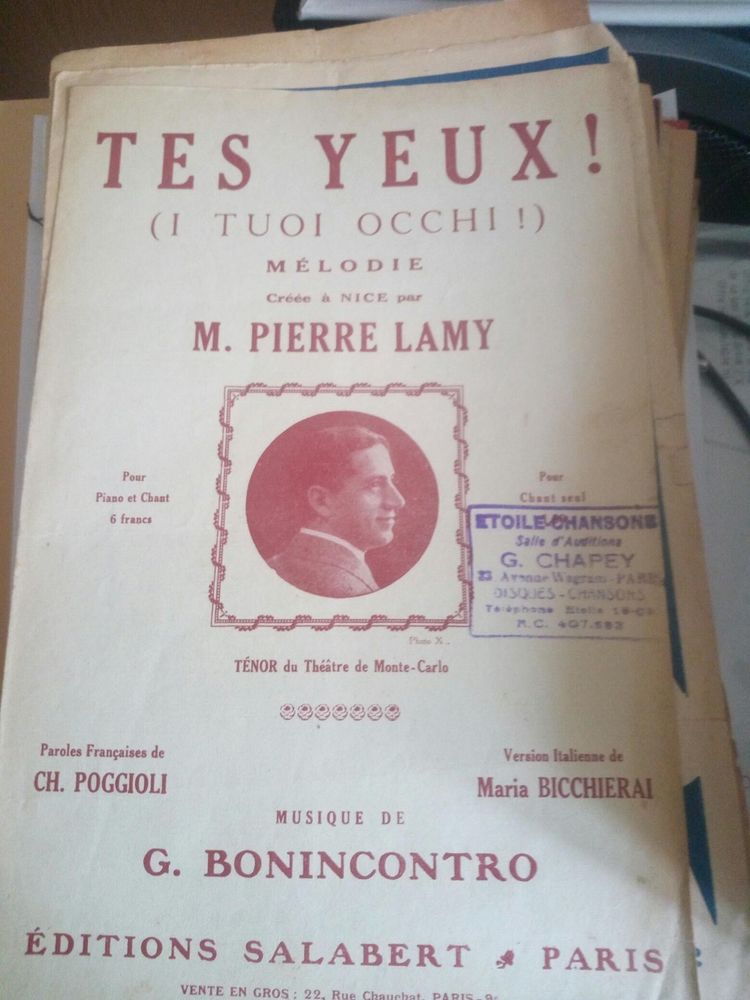 NCIENNE PARTITION RARED TES YEUX ! MELODIE CREE PAR P LAMY 50 Levainville (28)