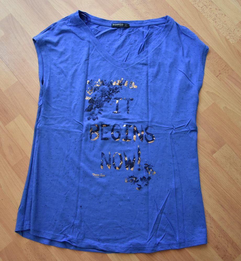 NEUF.  Taille: S. Tee shirt bleu et dor�.  Bonobo. NEUF 7 Gujan-Mestras (33)