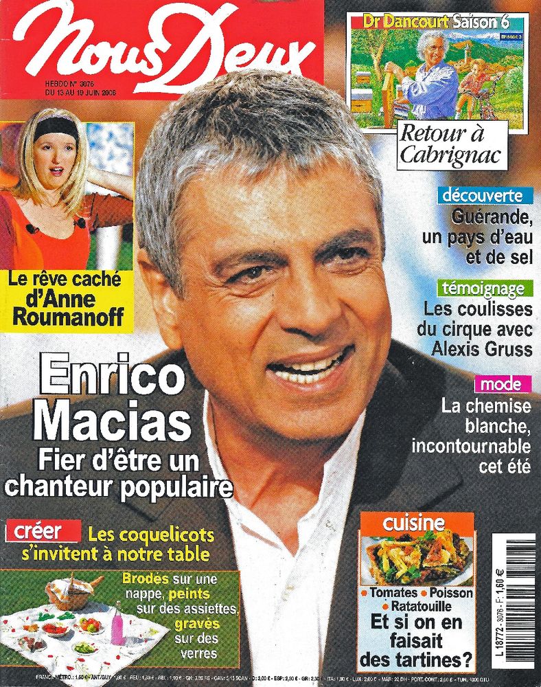NOUS DEUX Magazine n�3076 2006  ANNE ROUMANOFF 2 Castelnau-sur-Gupie (47)